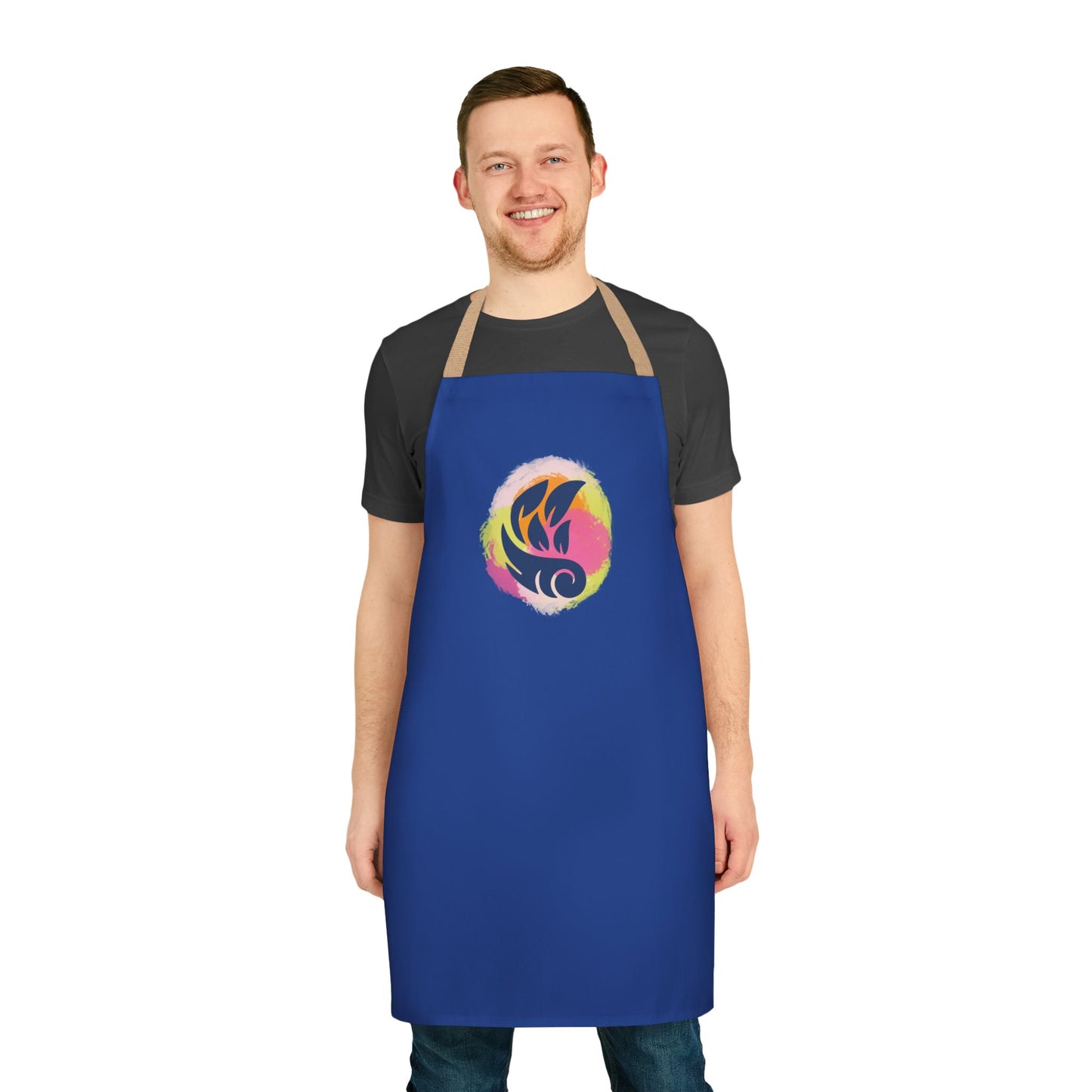 Colorful Artistic Cooking Apron with 5-Color Straps - Blue