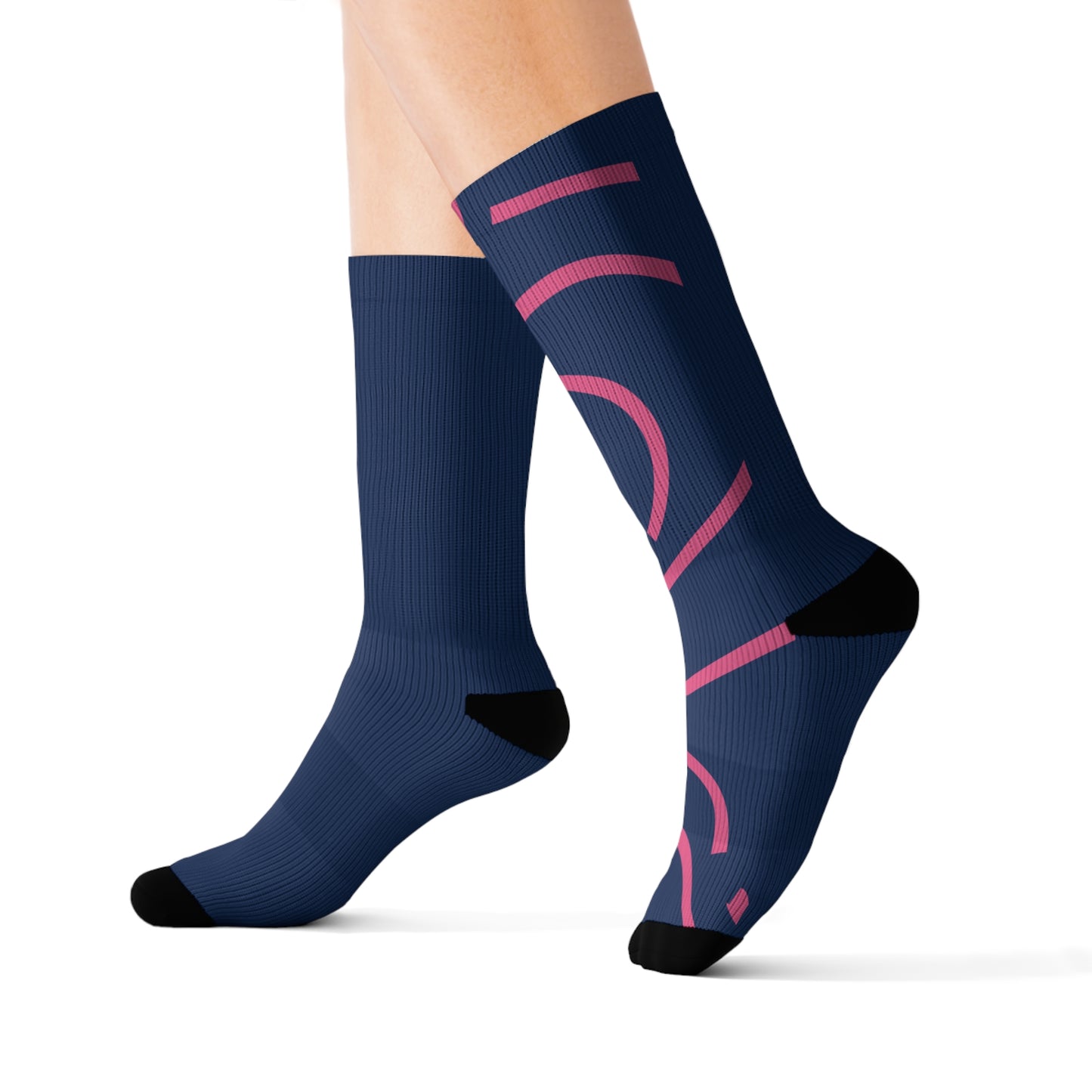Stylish Sublimation Socks - Vibrant Pink Design for Everyday Comfort