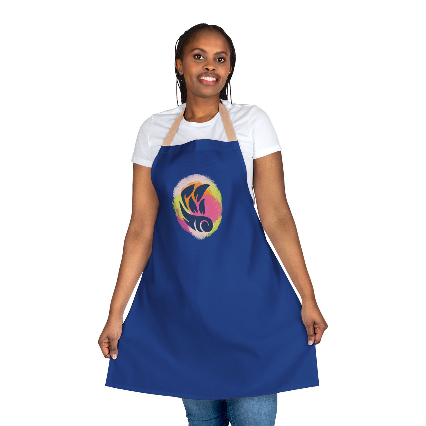 Colorful Artistic Cooking Apron with 5-Color Straps - Blue